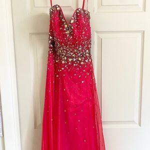 Hot Pink Beaded Prom/Formal Dress
